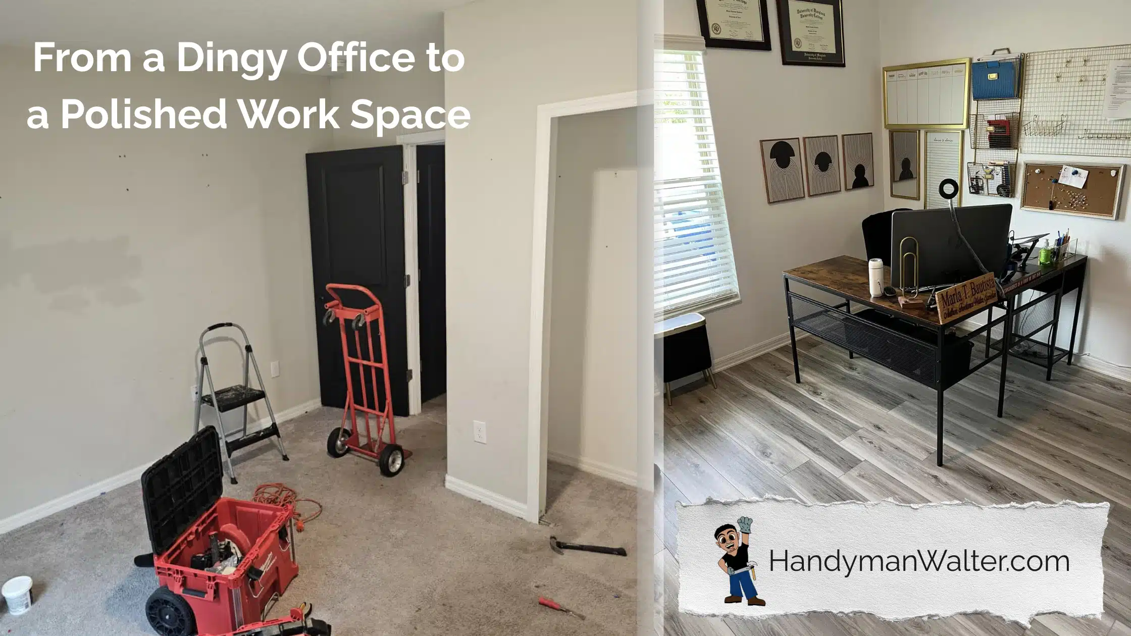 From Dingy Office to Polished Workspace: How One Brandon Home Got a Full Makeover with Paint, Floors, and a Litle Redecorating